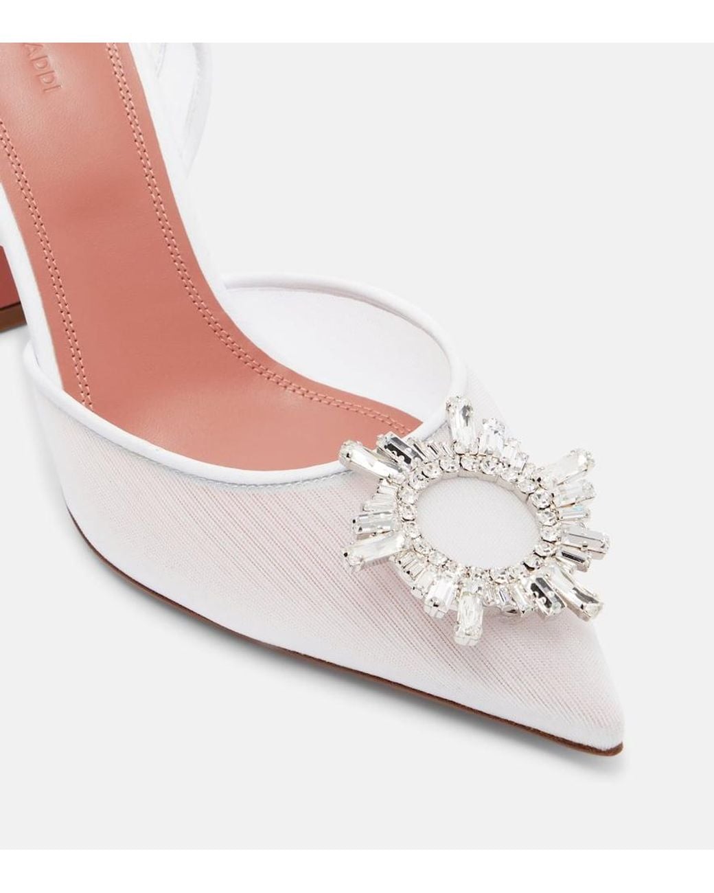 AMINA MUADDI White Begum 95 Mesh Slingback Pumps