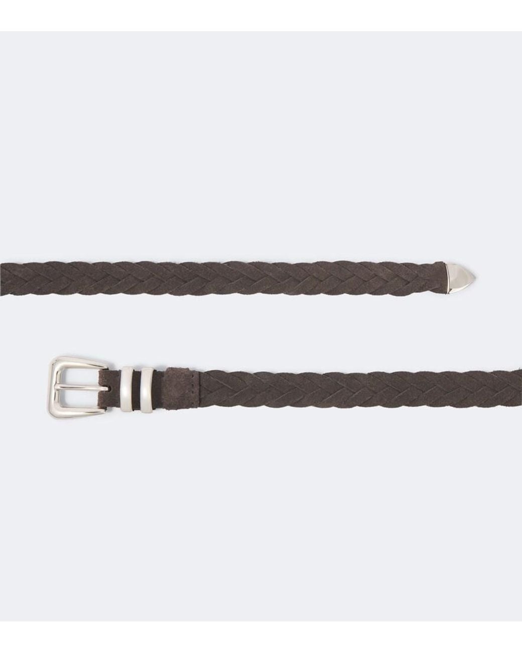 Brunello Cucinelli Gray Braided Suede Belt for men