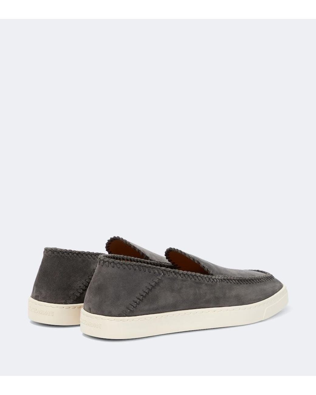 Giorgio Armani White Galleria 3 Suede Slip-On Shoes for men