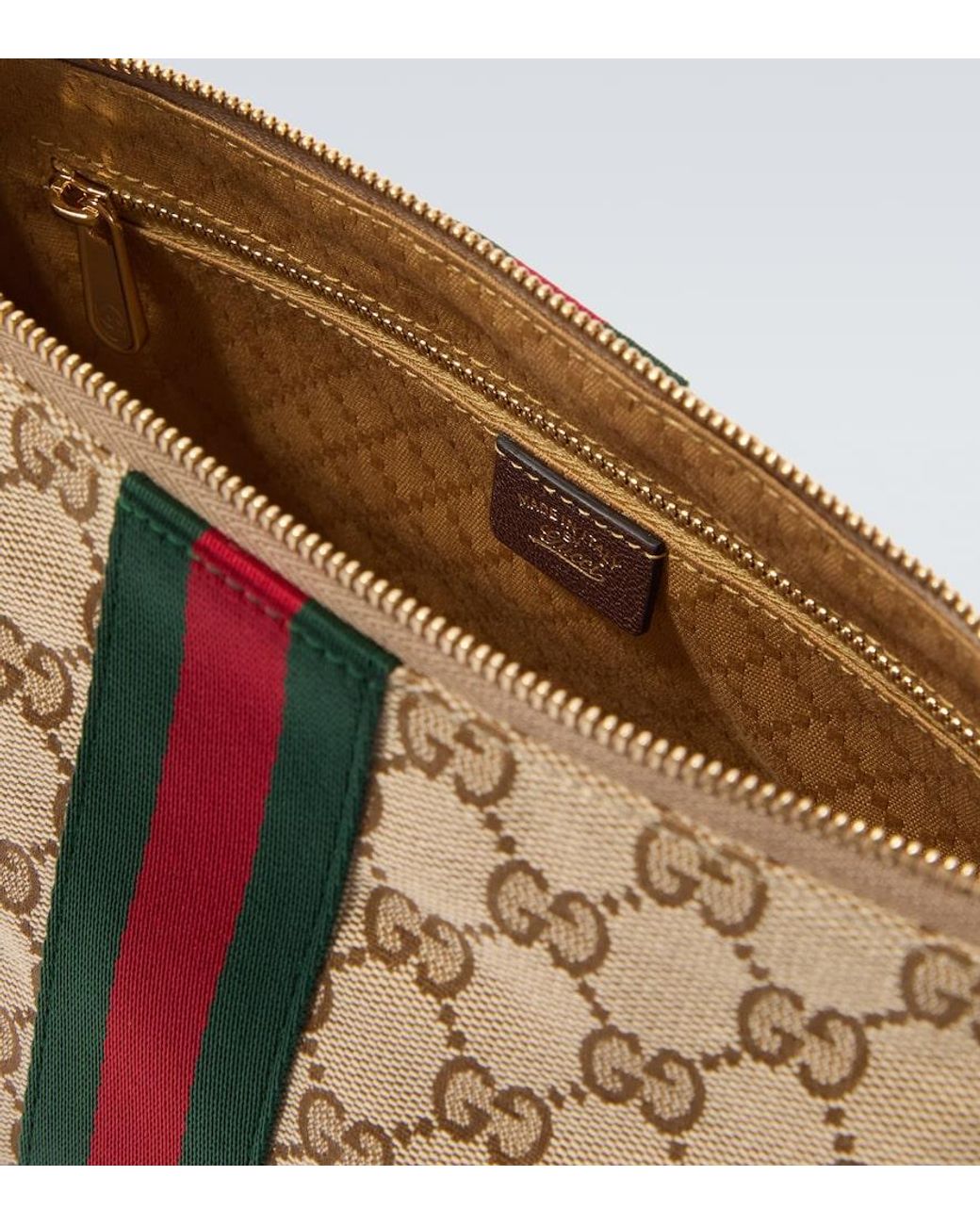Gucci Natural Gg Canvas Small Pouch With Strap for men