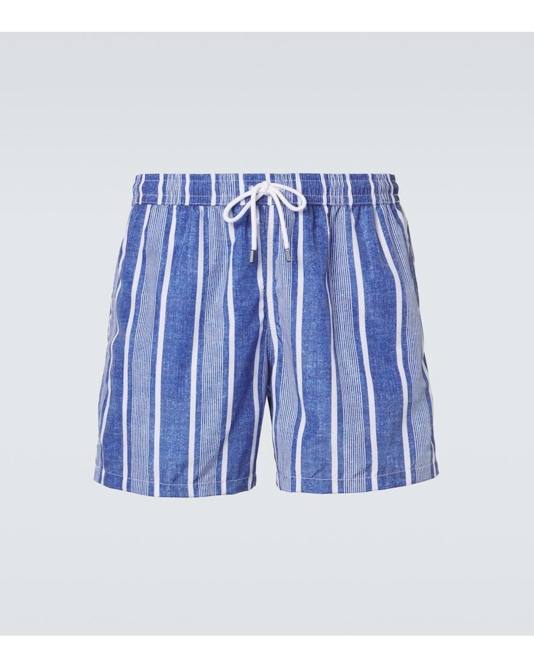 Fedeli Blue Striped Swim Trunks for men