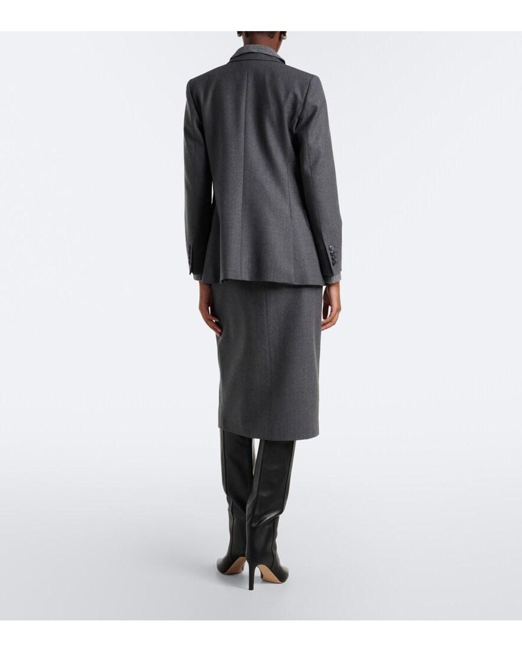 Max Mara Gray Wool-Blend Pencil Skirt