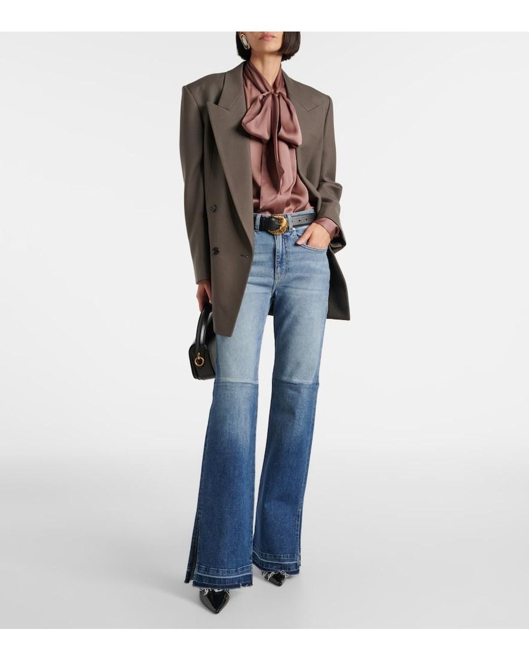AG Jeans Blue La Croisette High-Rise Flared Jeans