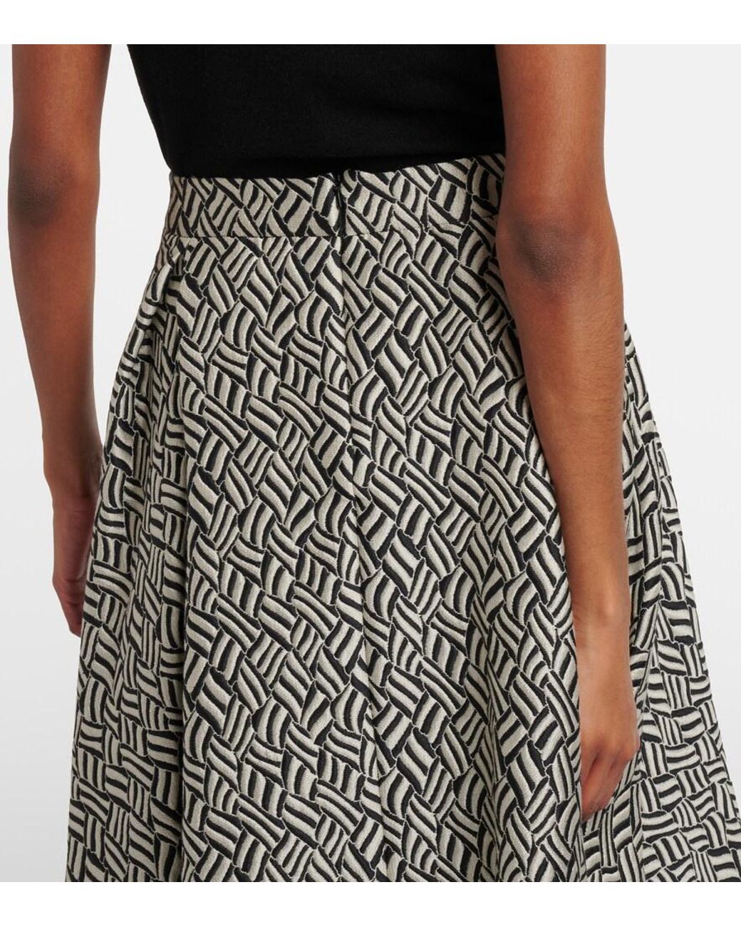 Max Mara Gray Perle Cotton-Blend Jacquard Midi Skirt