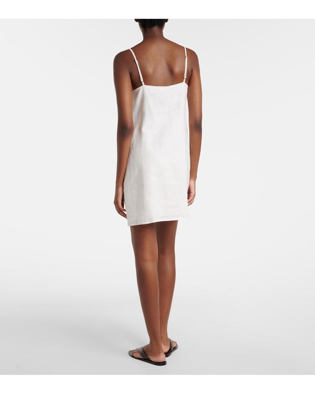 Asceno White Geneva Linen Minidress