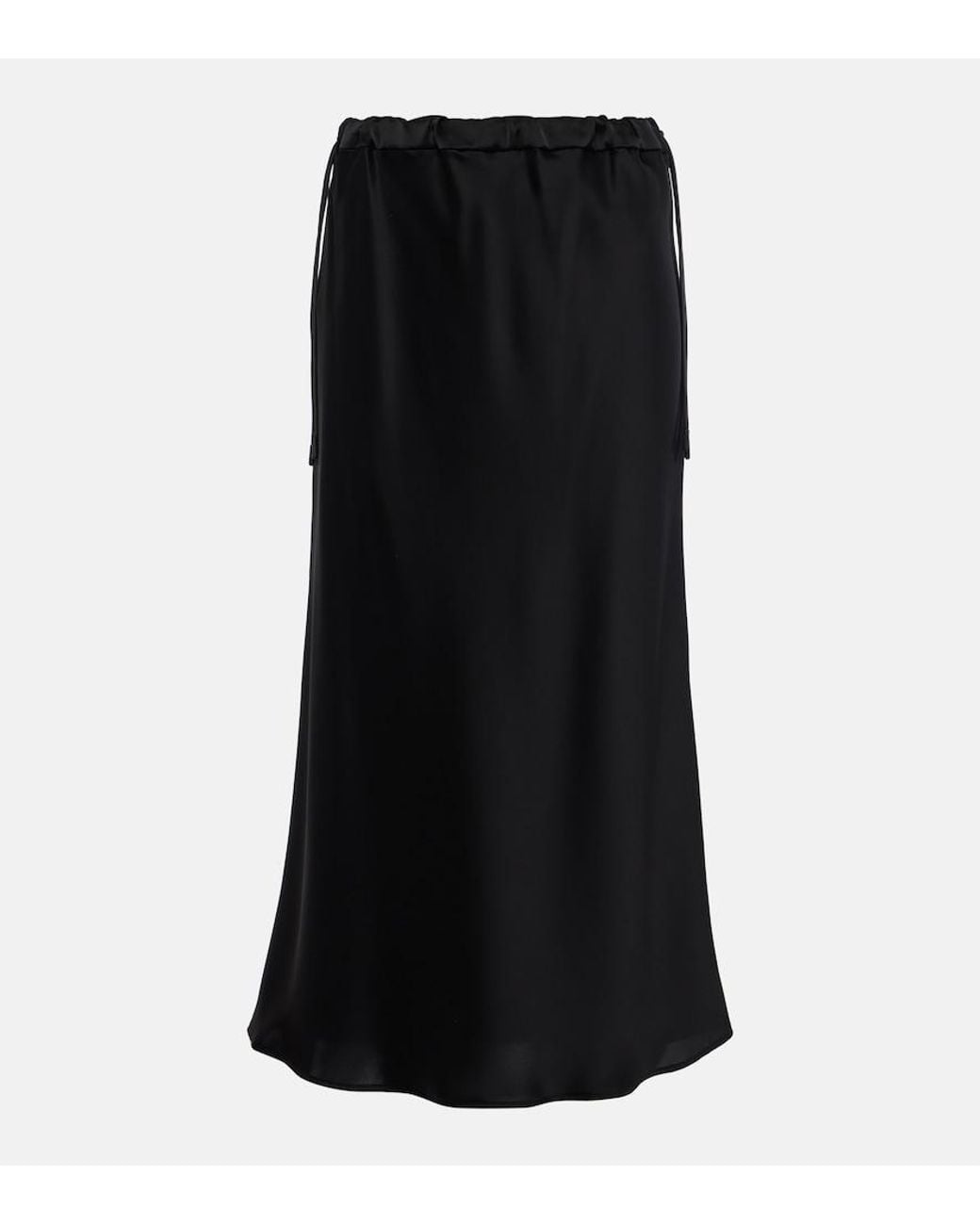 Max Mara Black Editore Satin Midi Skirt