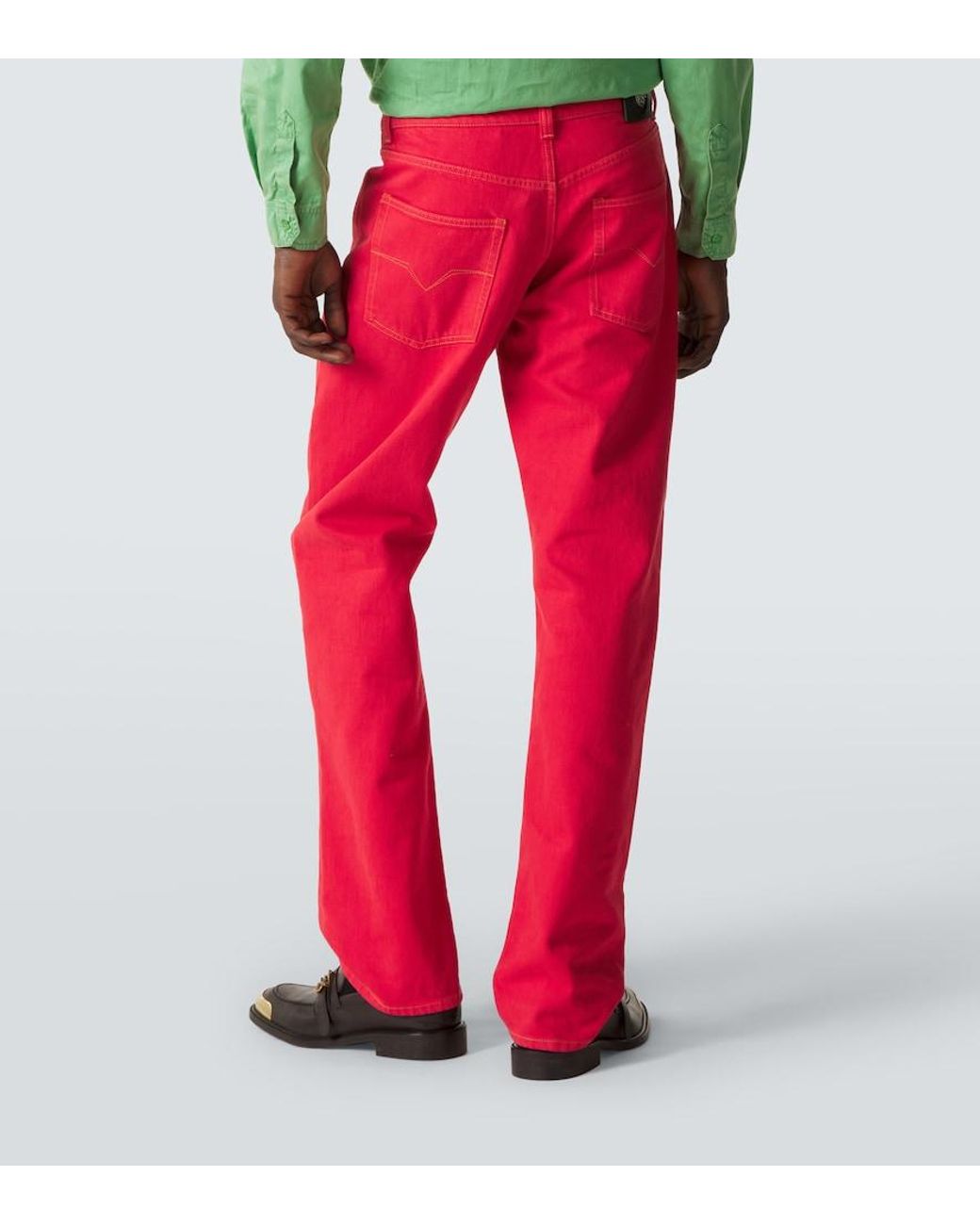Versace Red Straight Jeans for men