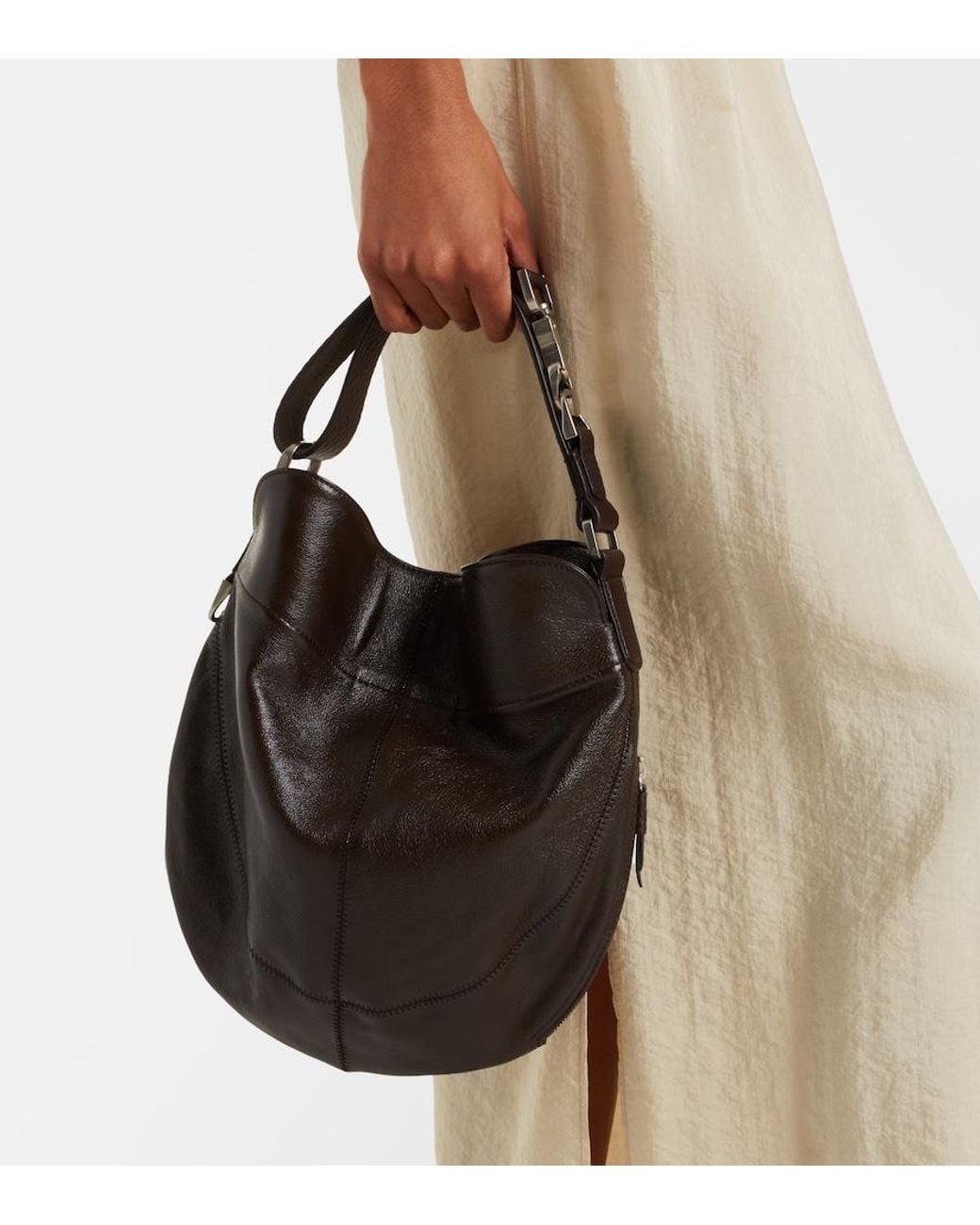 Lemaire Black Quiver Clip Medium Leather Shoulder Bag