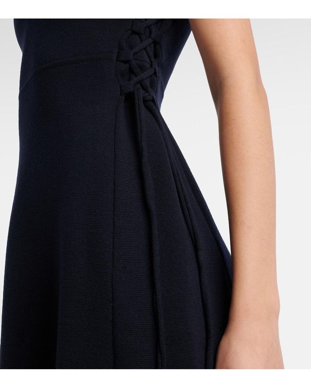 Max Mara Blue Delfi Virgin Wool Midi Dress