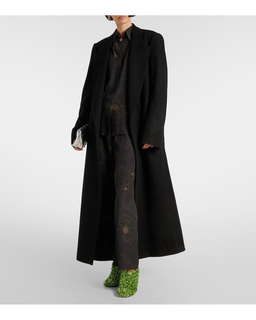 Dries Van Noten Green 105 Glitter Metallic Wedge Mules
