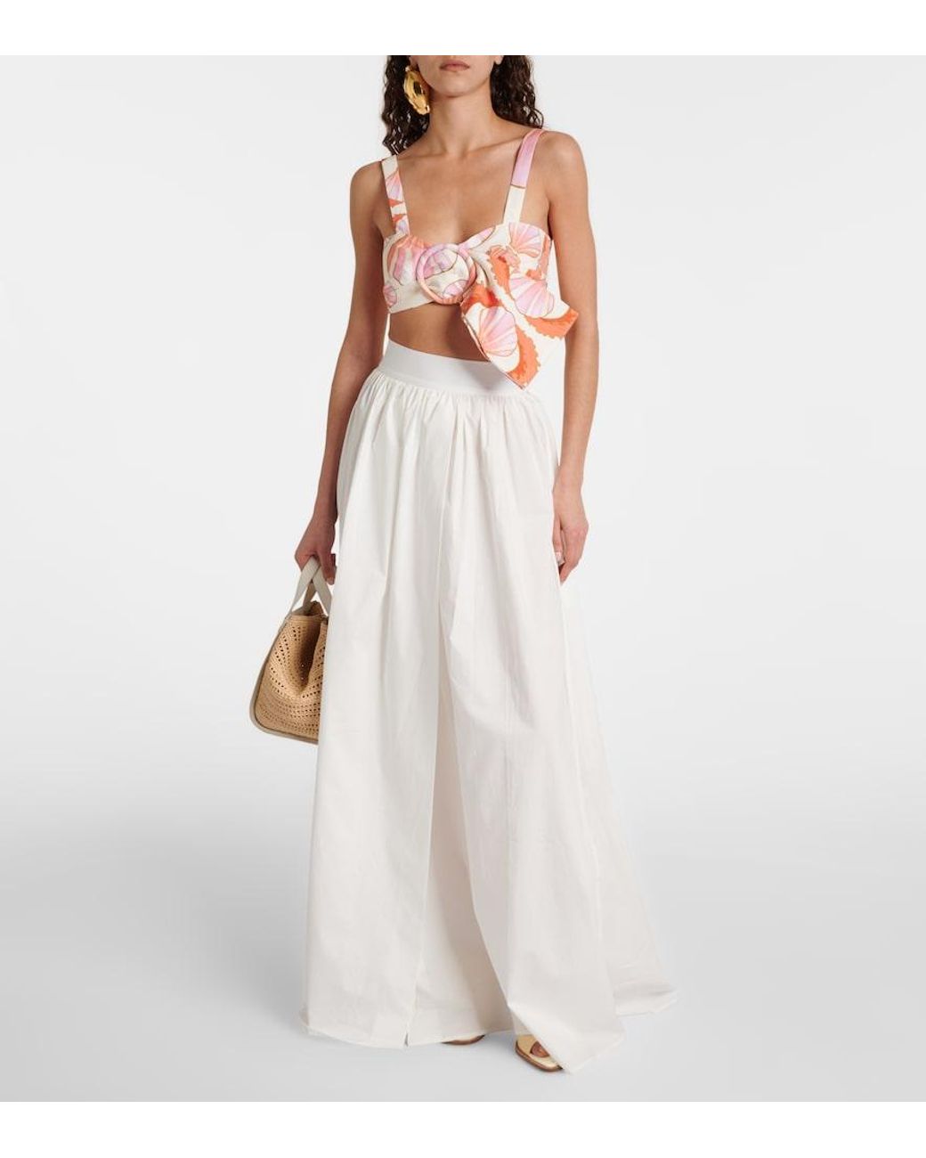 Adriana Degreas White Cotton Poplin Maxi Skirt