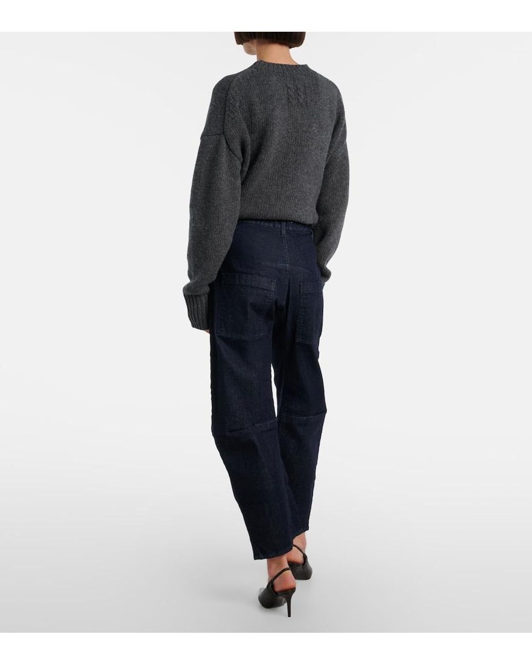 Nili Lotan Blue Shon High-Rise Barrel-Leg Jeans