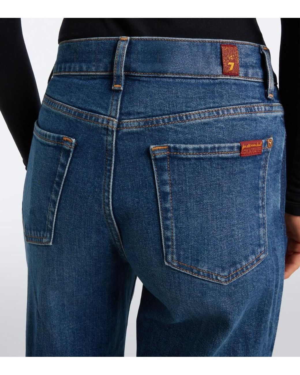 7 For All Mankind Blue Lotta Wide-Leg Jeans