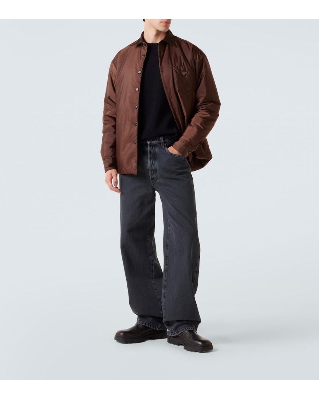 Prada Blue Ribbed-Knit Cashmere Sweater for men