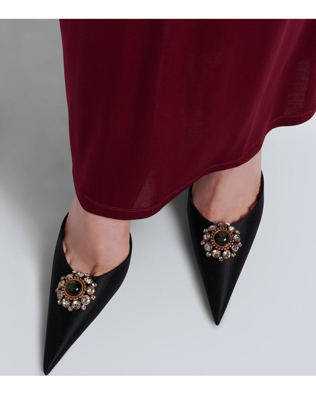 Saint Laurent Black Cosmo Embellished Satin Mules