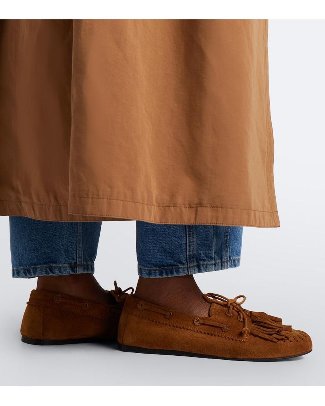 Isabel Marant Brown Fersi Fringed Suede Boat Shoes