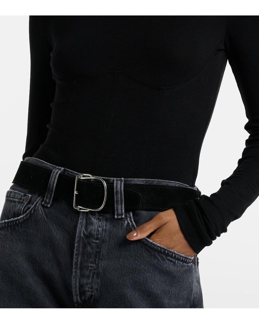 Agolde Black Wilma Jersey Turtleneck Bodysuit
