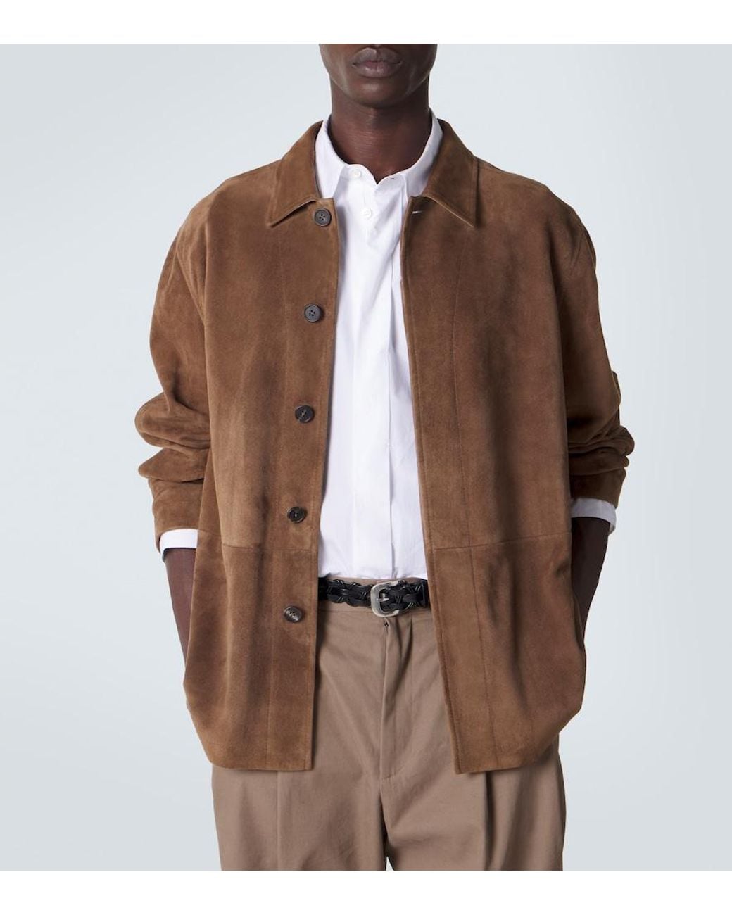 The Row Brown Ulrich Paneled Suede Jacket for men