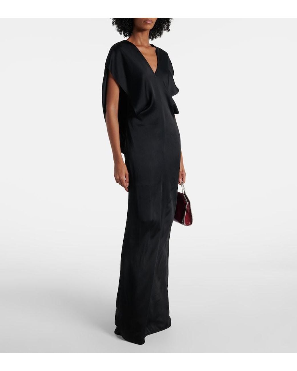 Stella McCartney Black Open-Back Satin Maxi Dress