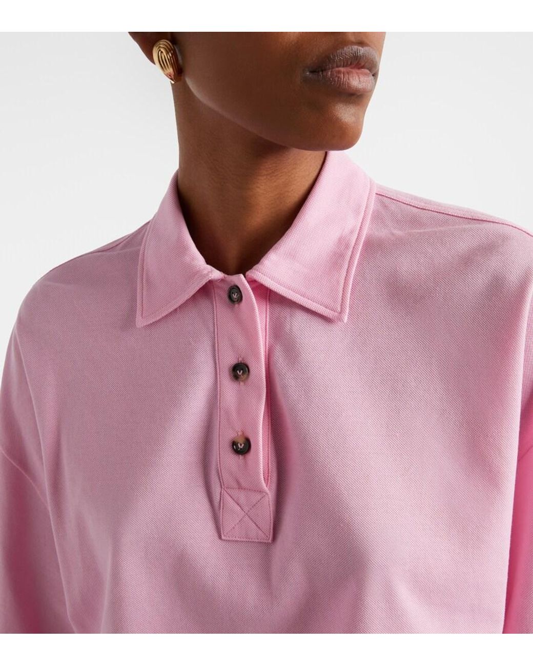 Bottega Veneta Pink Cropped Cotton Polo Shirt