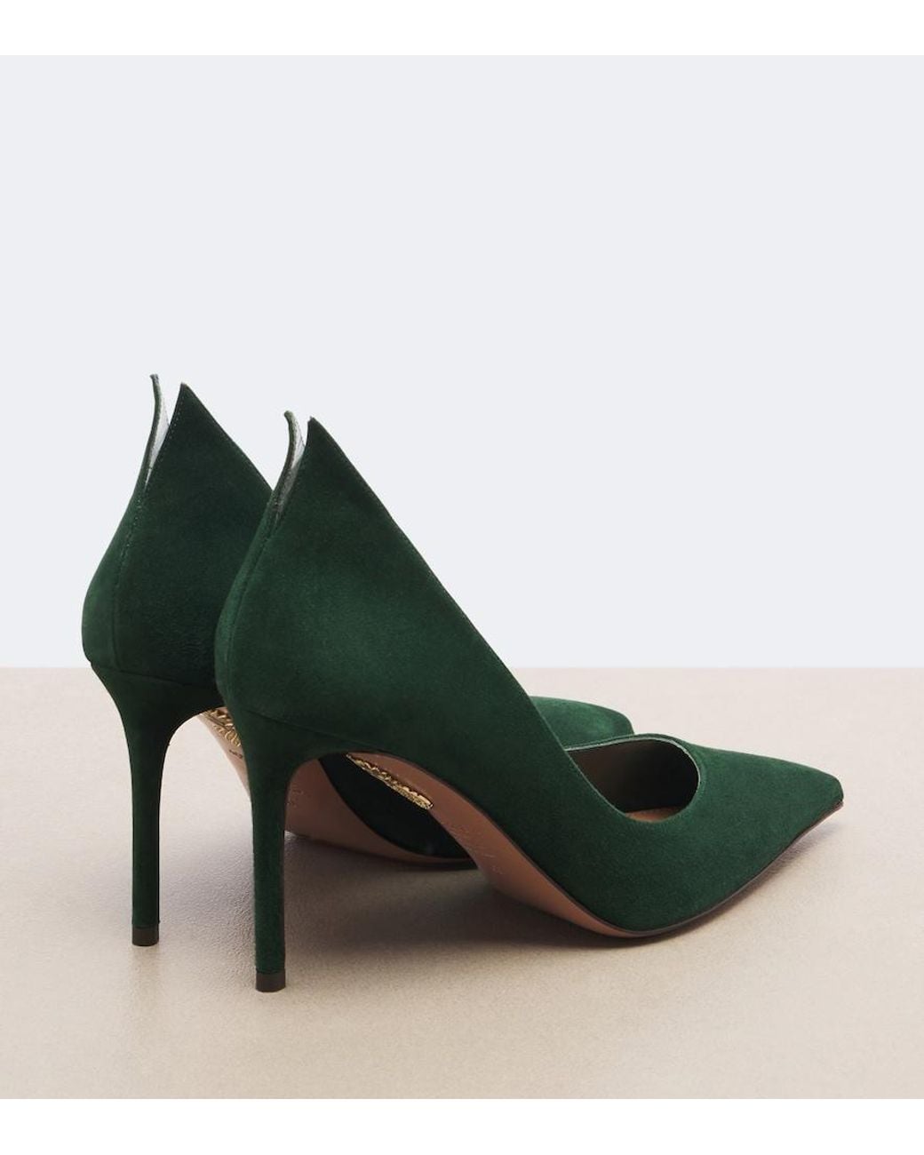 Aquazzura Green Linea Suede Pumps