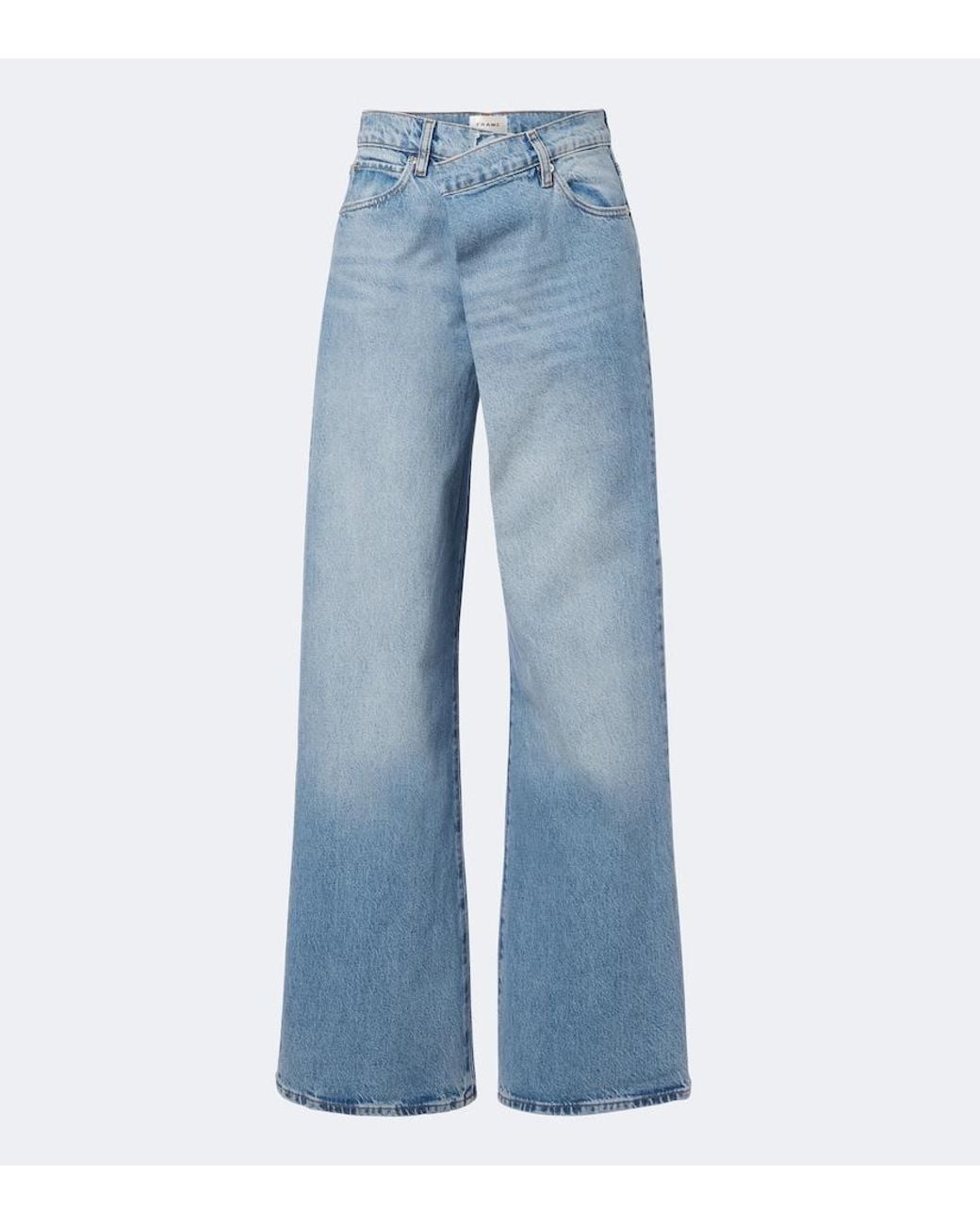 FRAME Blue Crossover Wide-Leg Jeans
