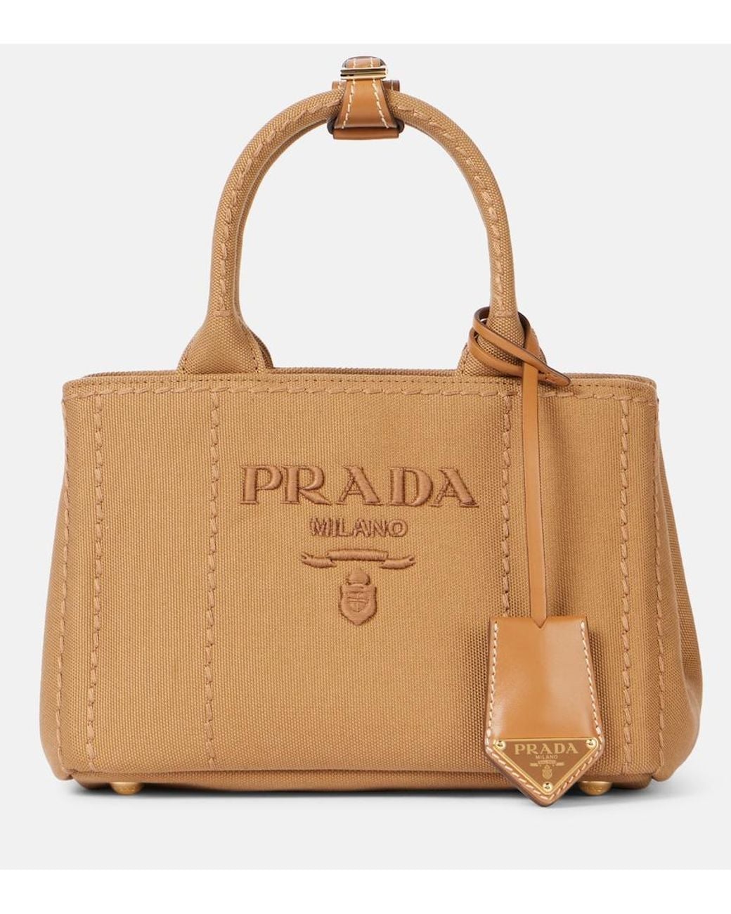 Prada Brown Jardiniere Mini Canvas Tote Bag
