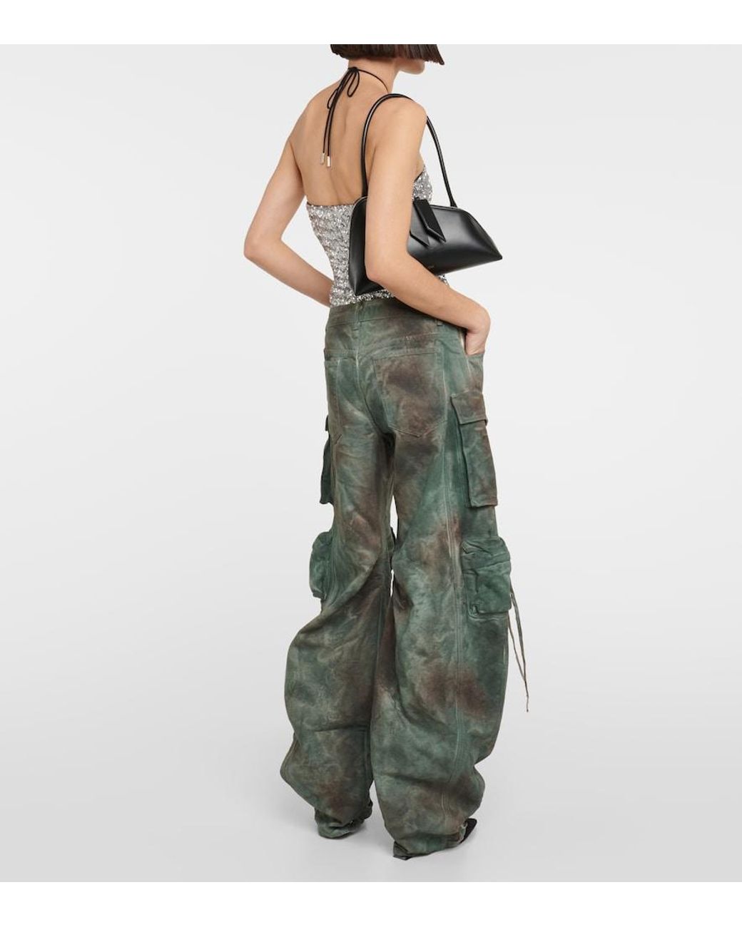 The Attico Gray Fern Oversized Denim Cargo Pants