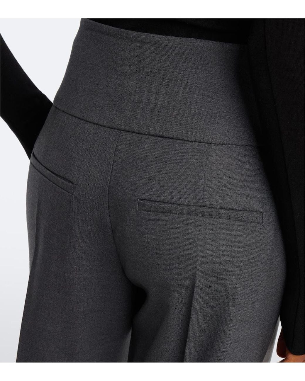 Sportmax Gray Virgin Wool Straight Pants