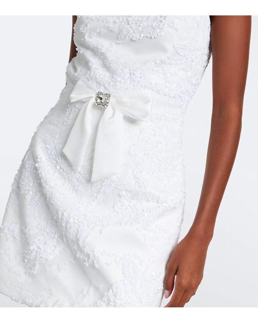 Rebecca Vallance White Medici Bow-Detail Embellished Minidress