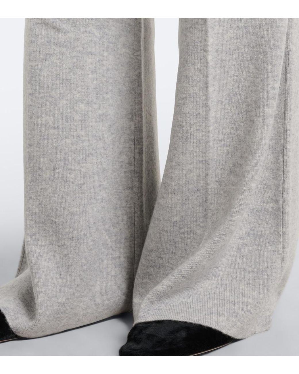 Victoria Beckham Gray Wool And Cashmere Wide-Leg Pants