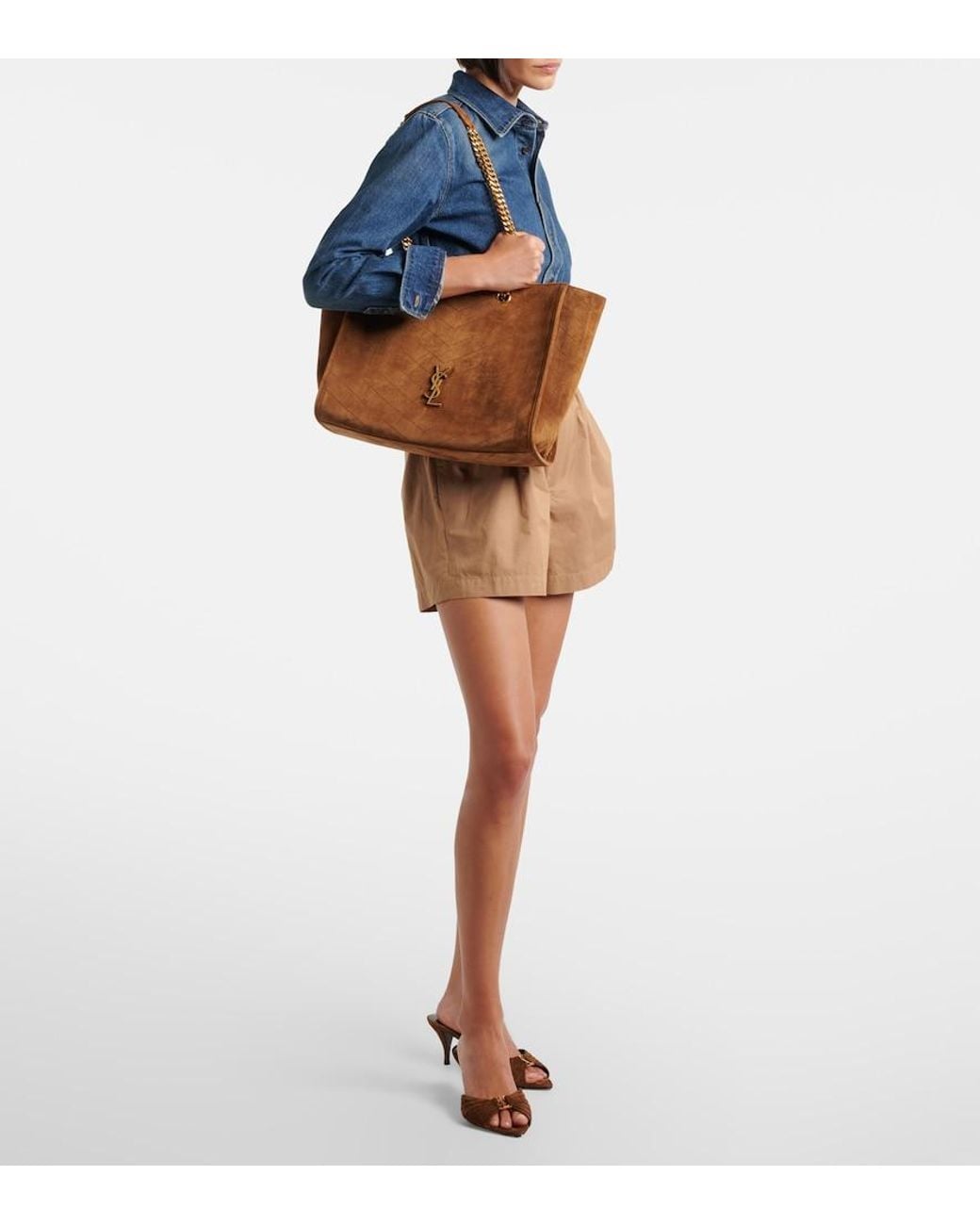 Saint Laurent Brown Niki East/West Suede Shopper