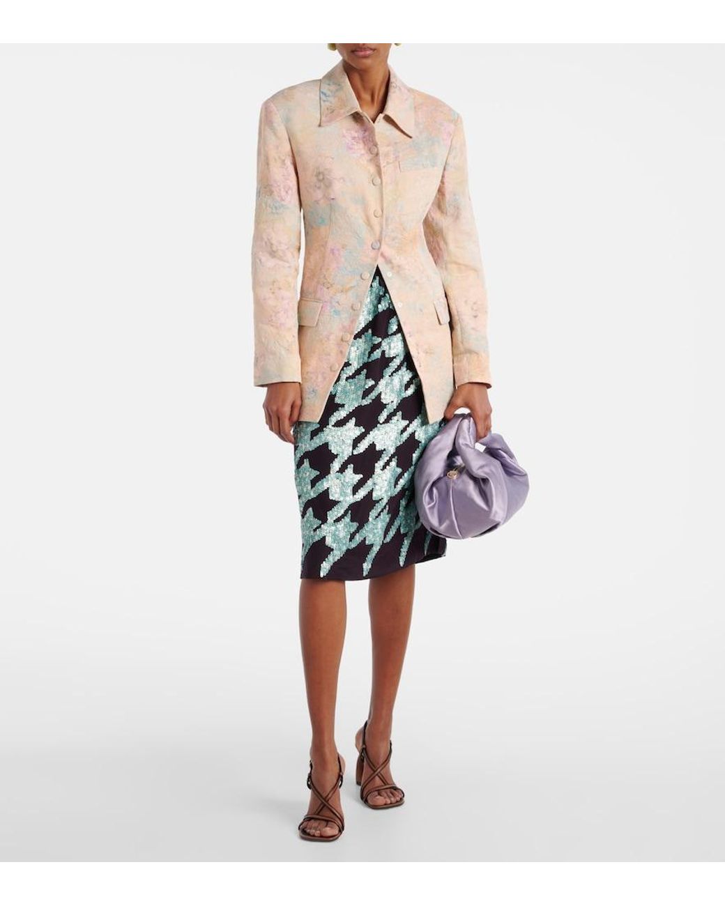 Dries Van Noten Purple Twist Satin Tote Bag