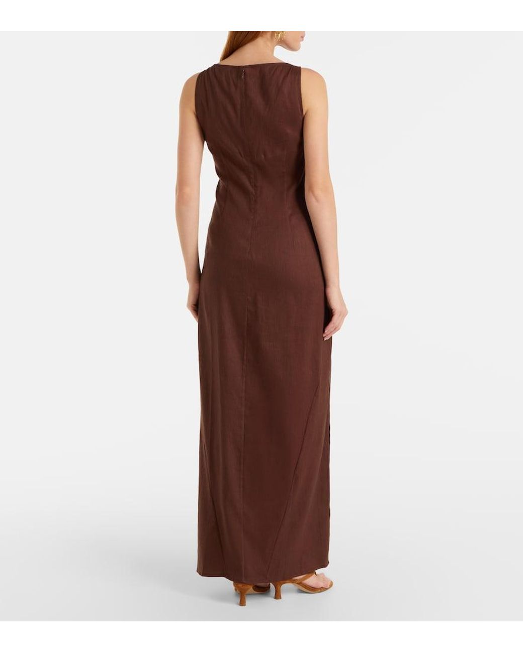 Staud Purple Costa Linen-Blend Maxi Dress