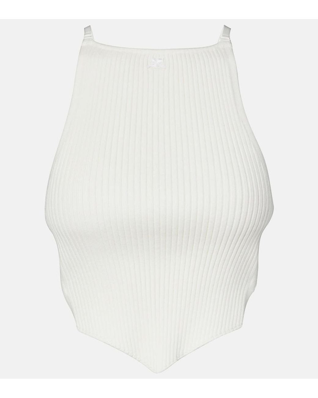 Top En Maille Cotelee A Decoupes Courreges en coloris White