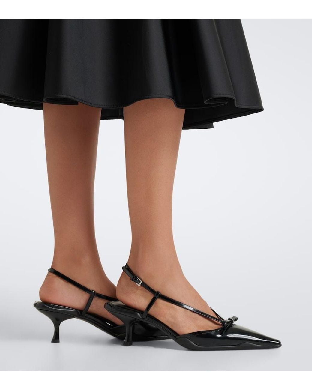 Prada Black Bow-Detail Leather Slingback Pumps