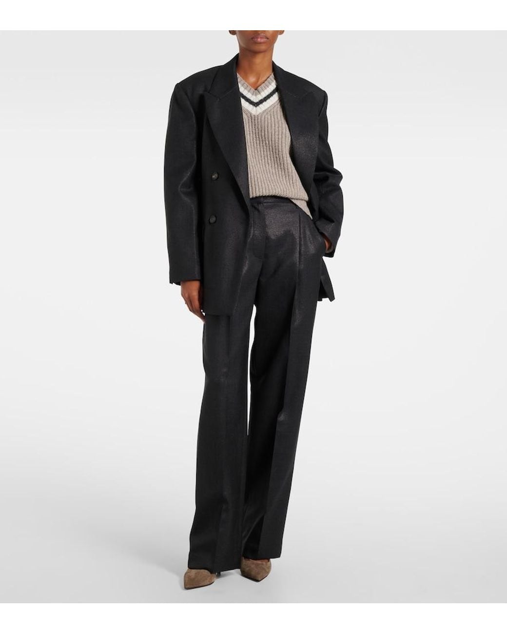 Brunello Cucinelli Black Wool-Blend Blazer