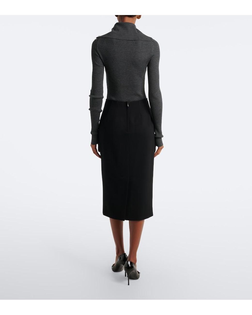 Dolce & Gabbana Black Virgin Wool Pencil Skirt