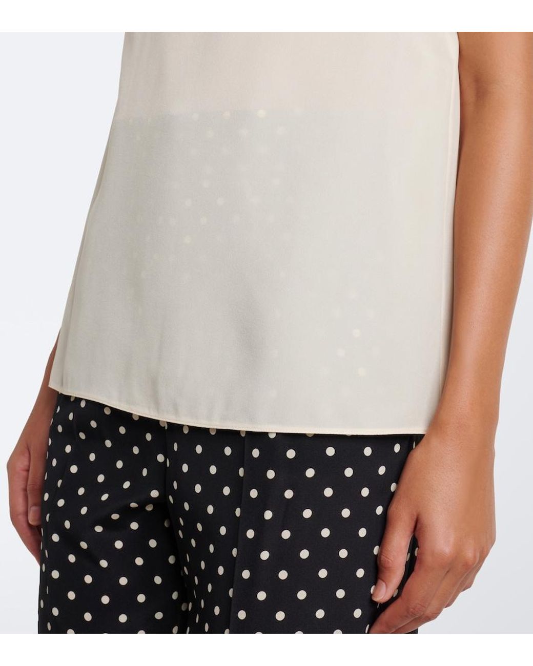 Valentino Natural Embellished Silk Crepe De Chine Top