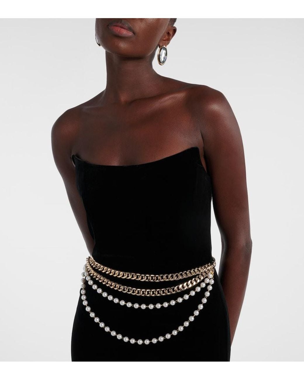 Self-Portrait Black Chain-Detail Corset Gown