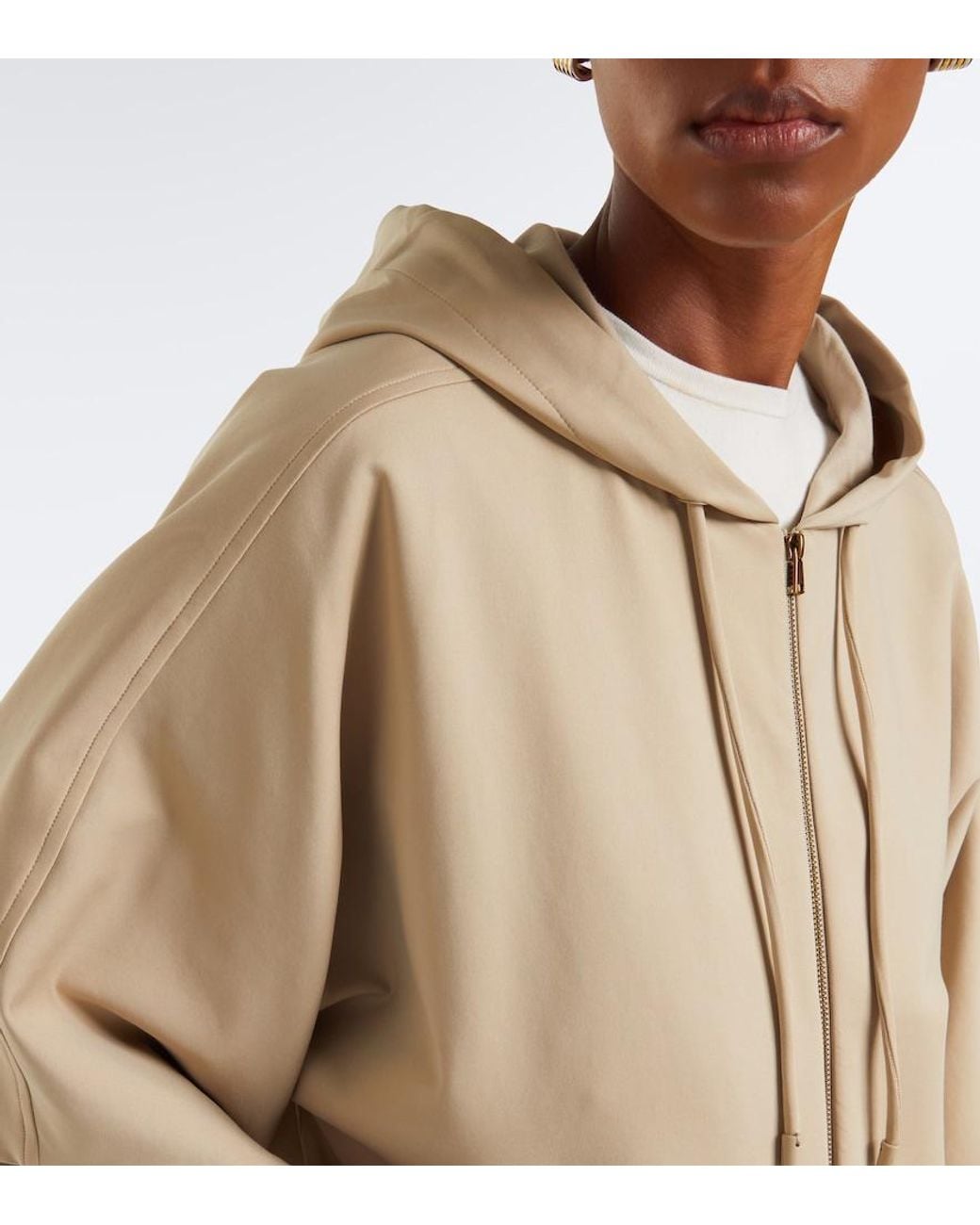 Max Mara Natural Caped Zip-Up Hoodie