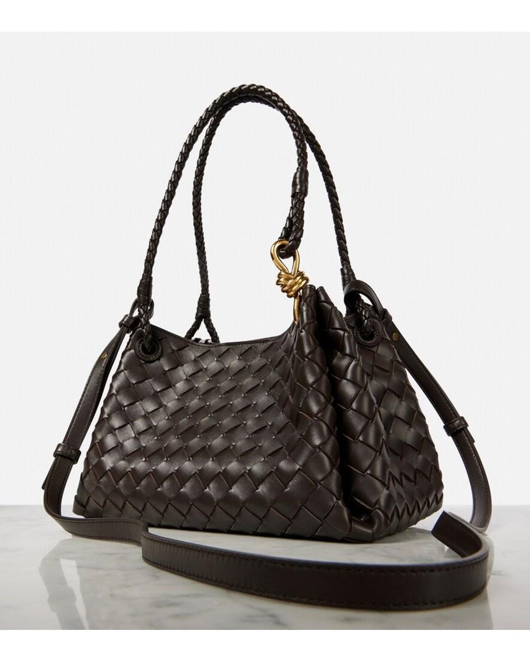 Bottega Veneta Black Parachute Medium Intrecciato Leather Tote Bag