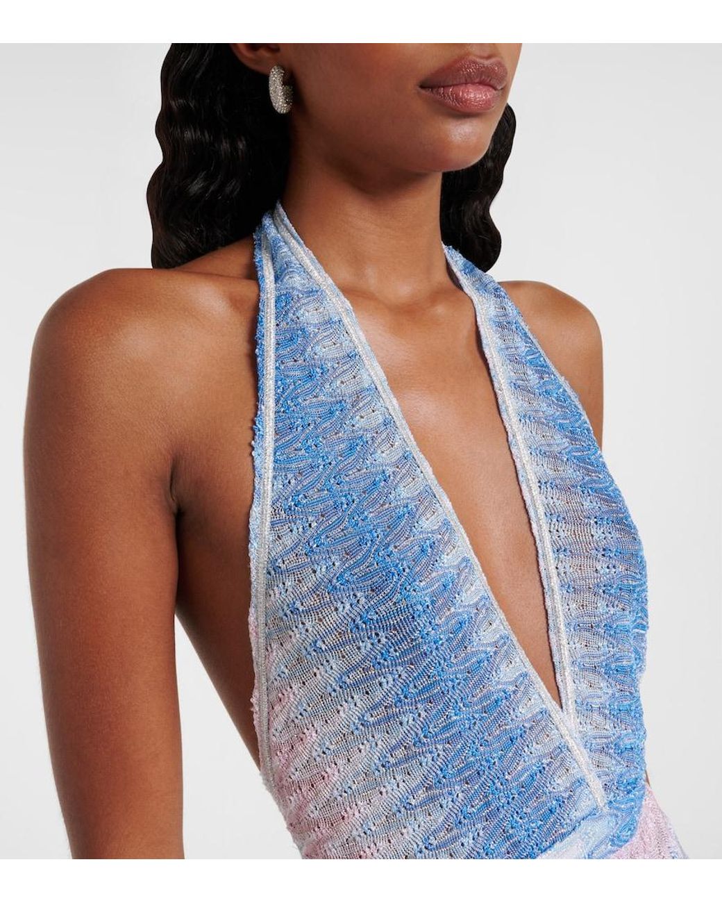 Missoni Blue Zigzag Ombre Lame Romper
