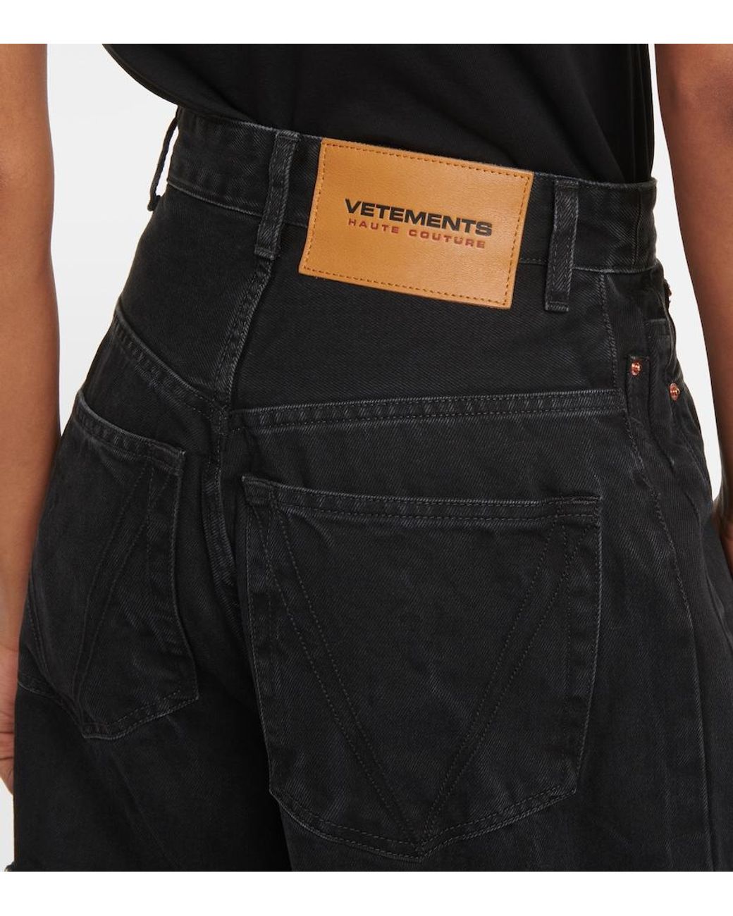Jean Wide Distressed Vetements en coloris Black