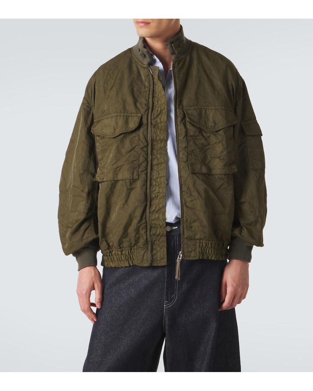 Comme des Garçons Green Zip-Up Bomber Jacket for men