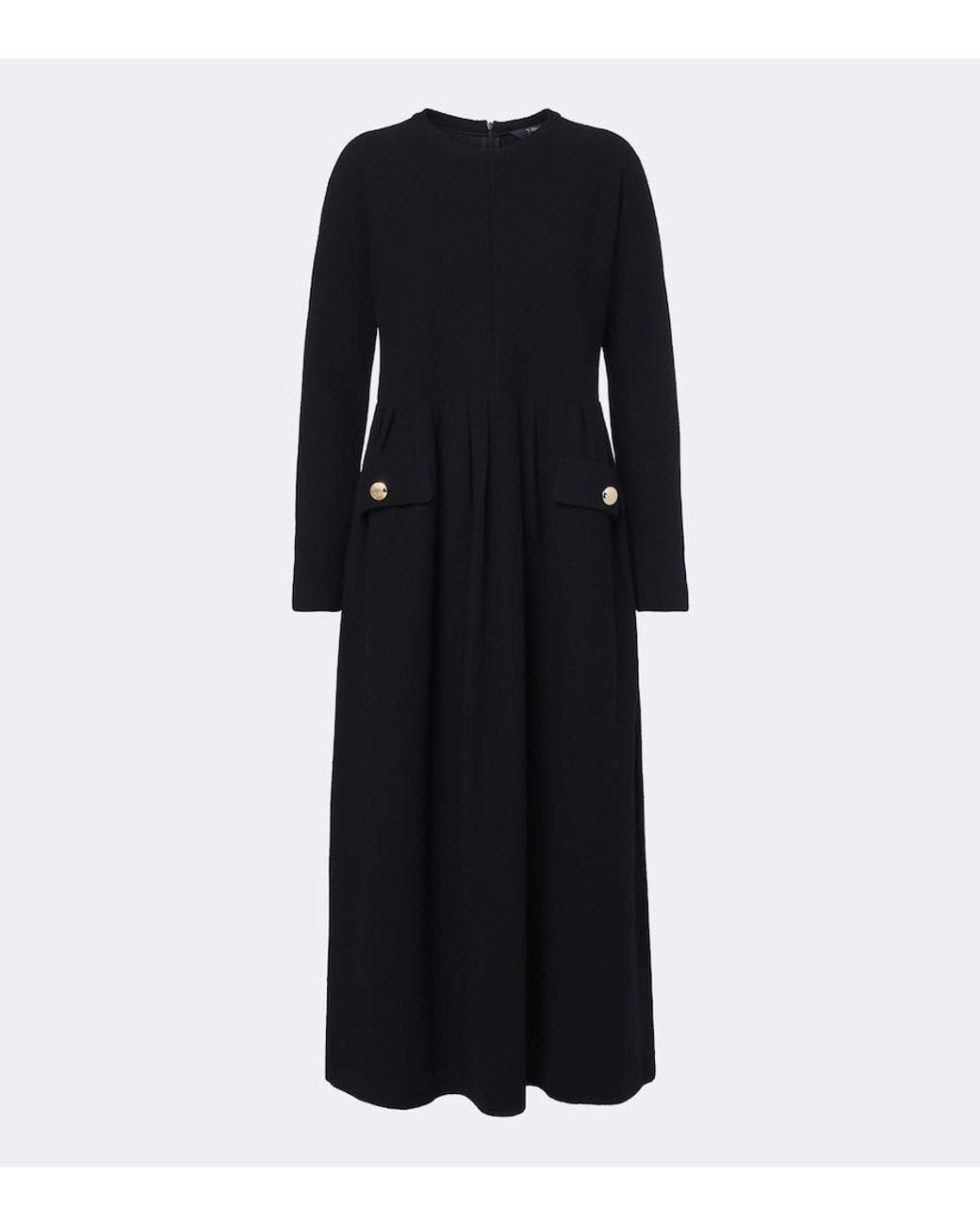 Max Mara Black Wool And Cotton-Blend Midi Dress