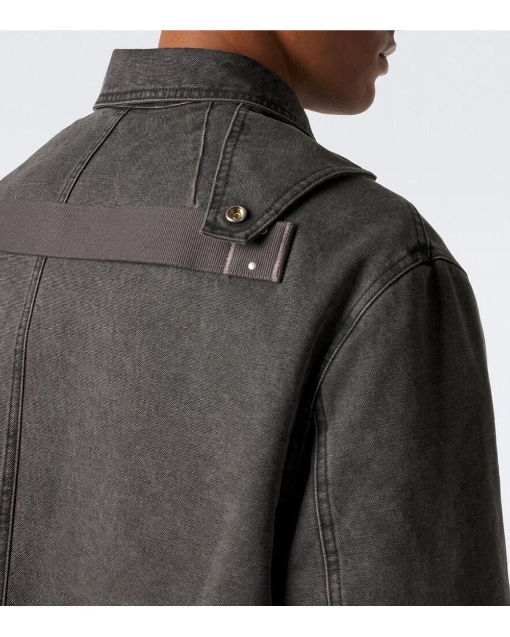 Rick Owens Gray Collared Mac Coated Cotton Canvas Jacket for men