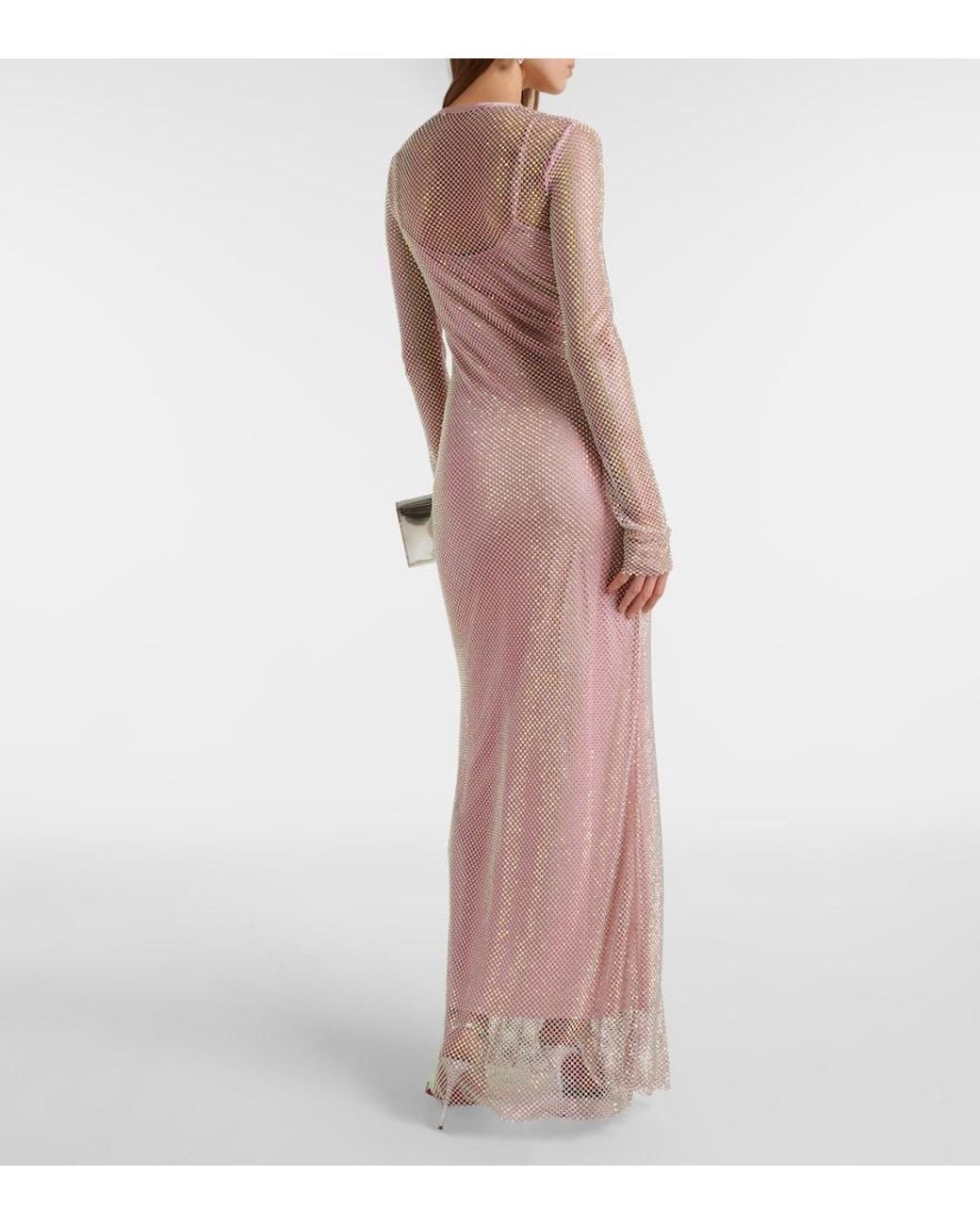 Sportmax Pink Embellished Mesh Gown