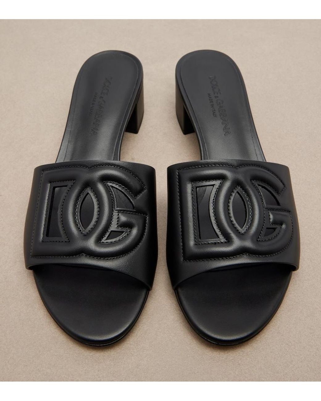 Dolce & Gabbana Black Dg Leather Mules