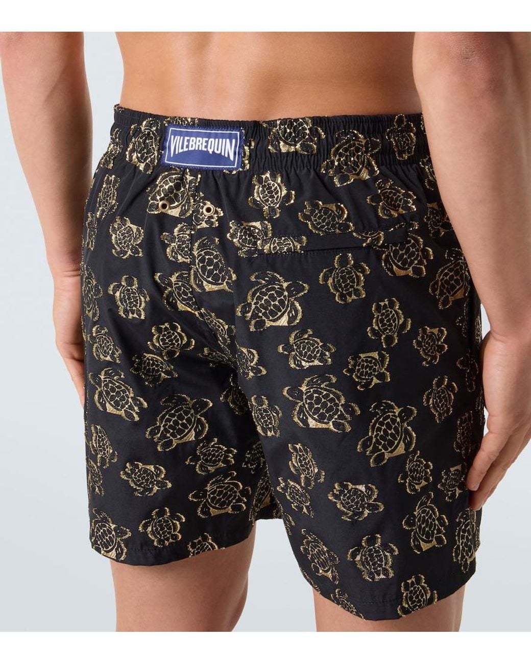 Vilebrequin Black Jacquard Embroidered Swim Trunks for men